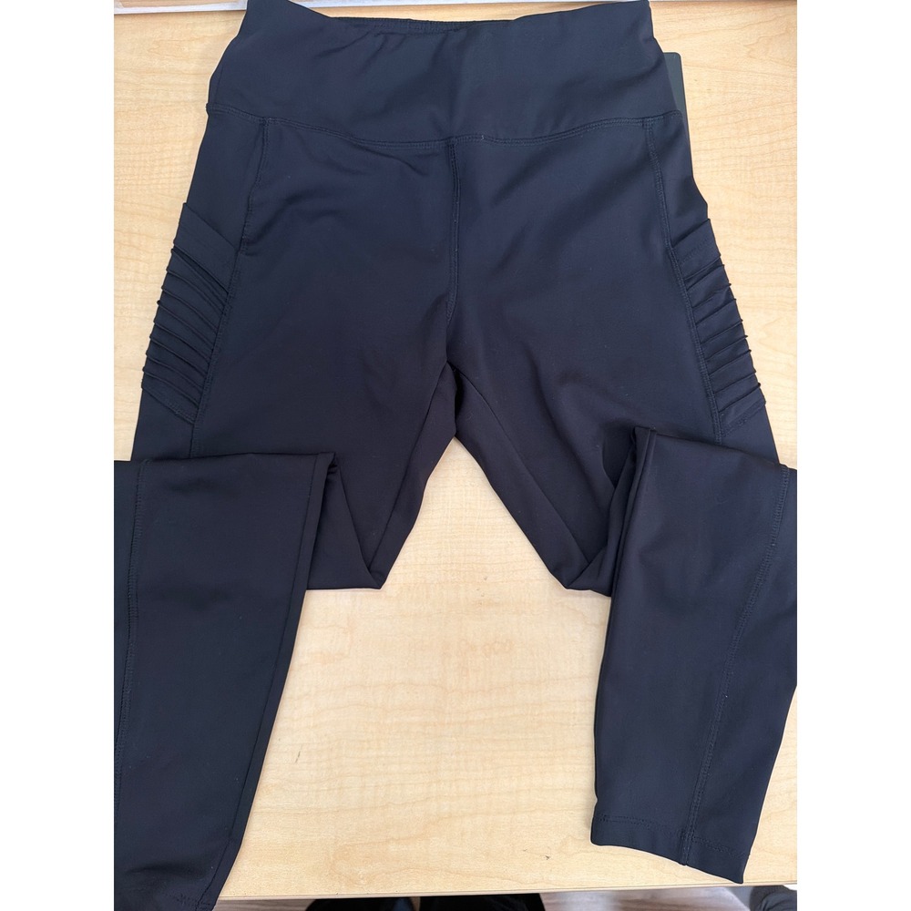 Tahari Sport Womens Black Moto Pocket Leggings High Waist Size M RN112628